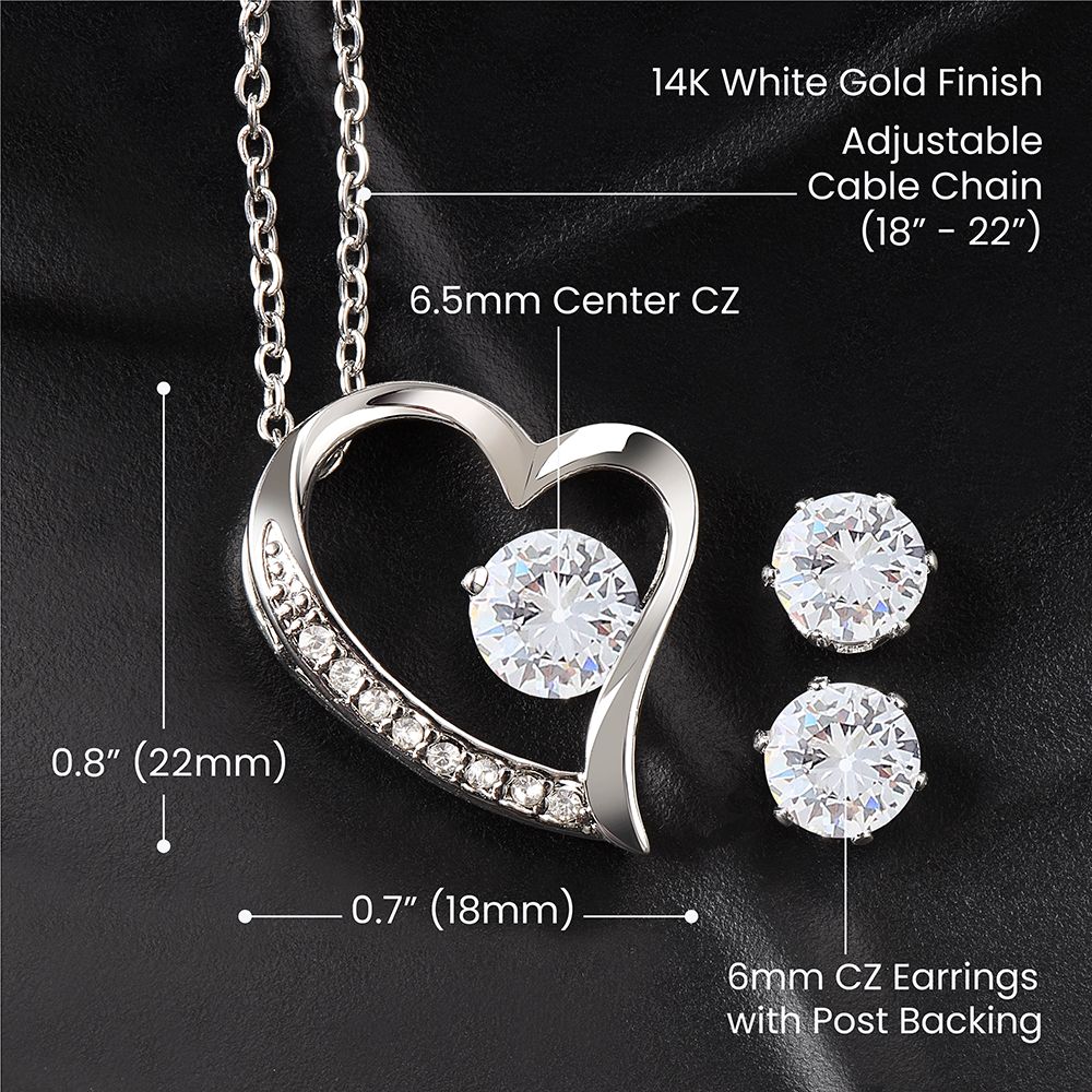 Love Forever Necklace and Earring - (White Gold)