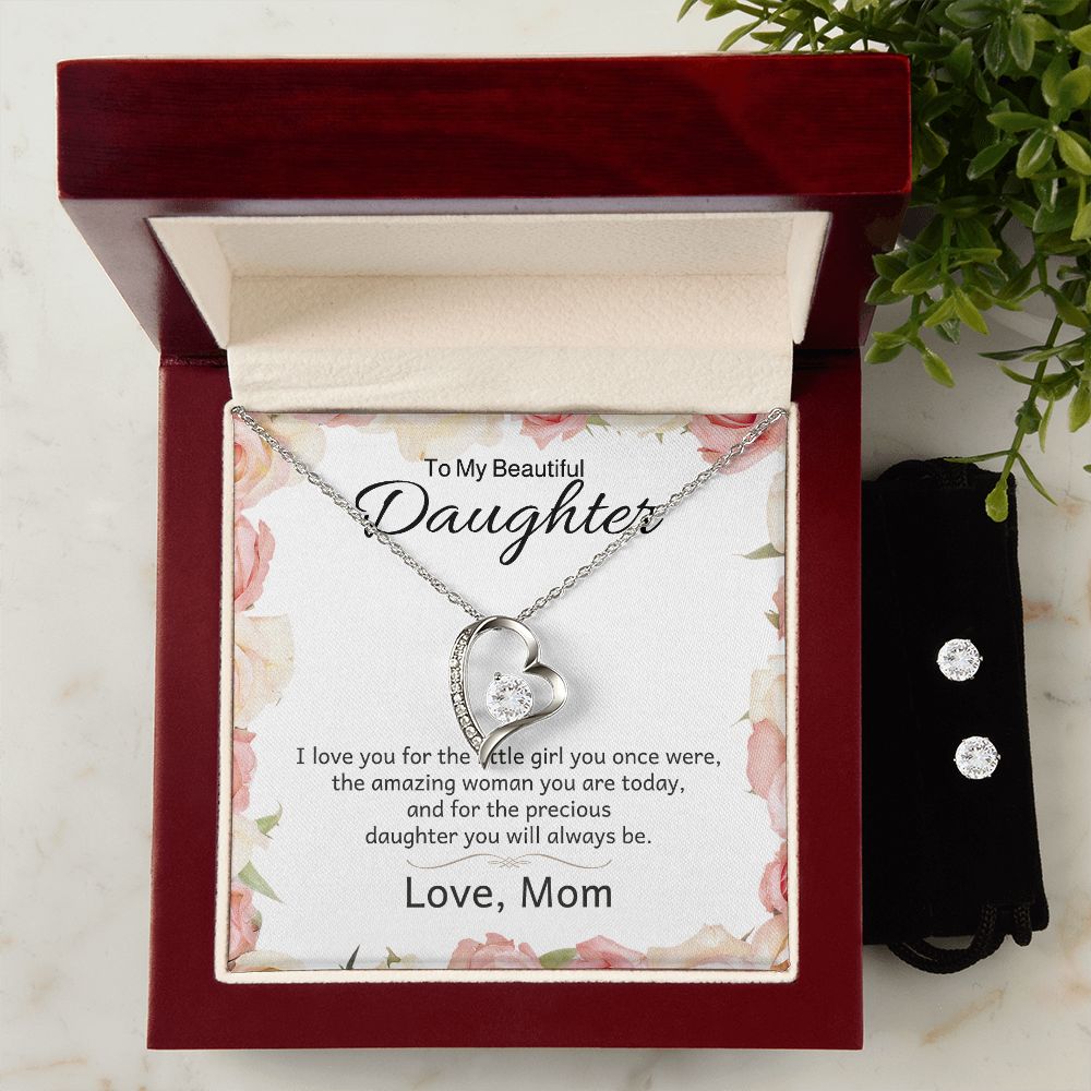 Love Forever Necklace and Earring - (White Gold)